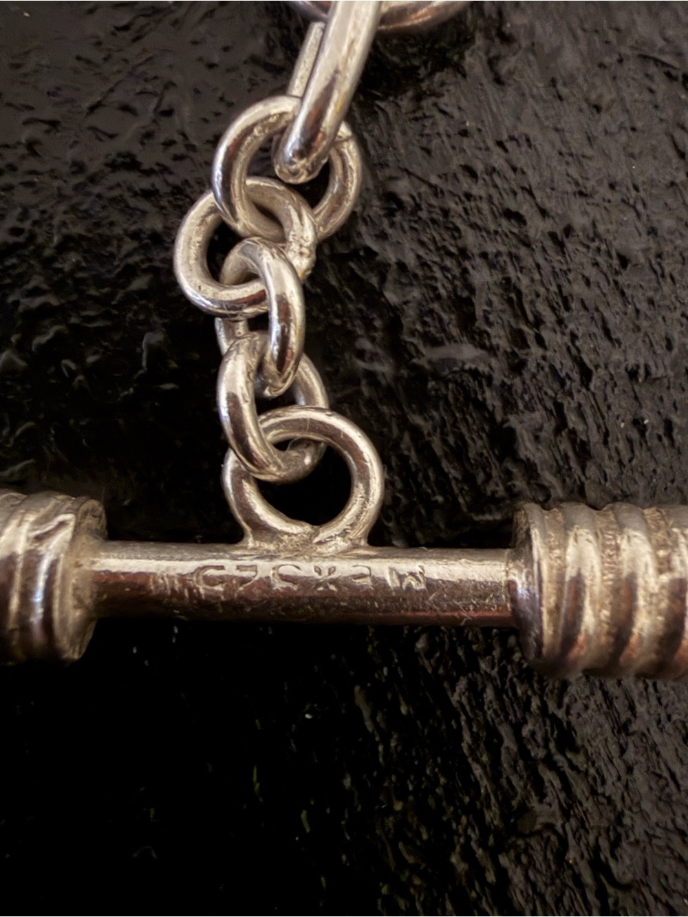 Sterling Silver Toggle Bracelet Pendant - Silver